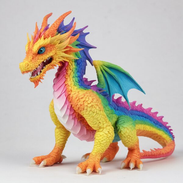 Articulated 3D printed flexi dragon toy with movable wings and tail FDM