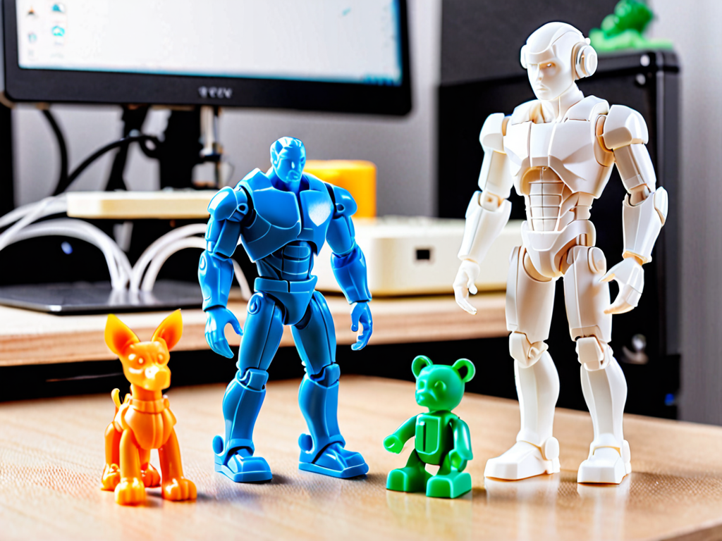 Comparison of a 3D printed toy figure with visible layer lines next to a smooth injection molded toy