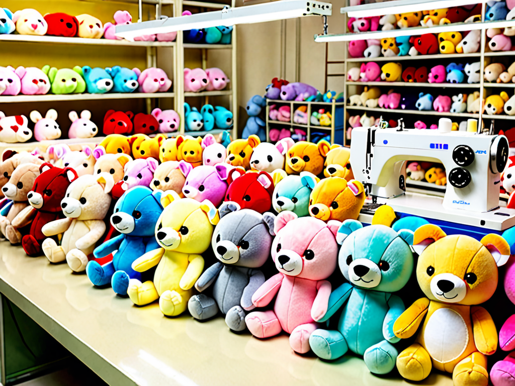 Plush toy manufacturing in China - colorful stuffed animals in production at a professional factory
