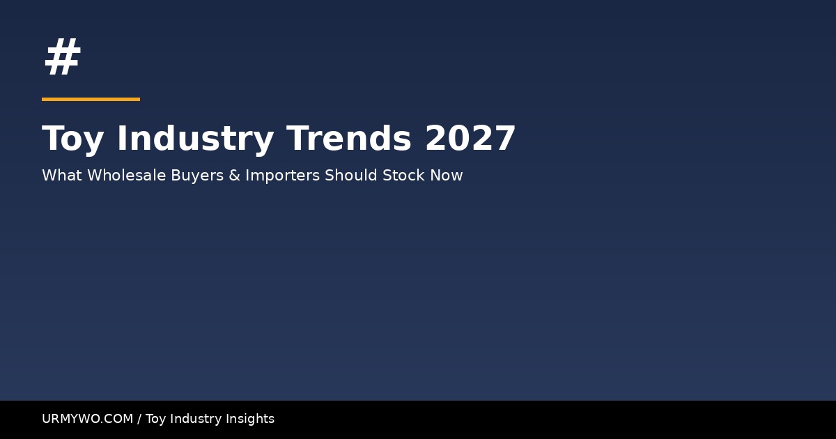 Colorful toy industry trend forecast for 2027 showing emerging toy categories and market data visualizations
