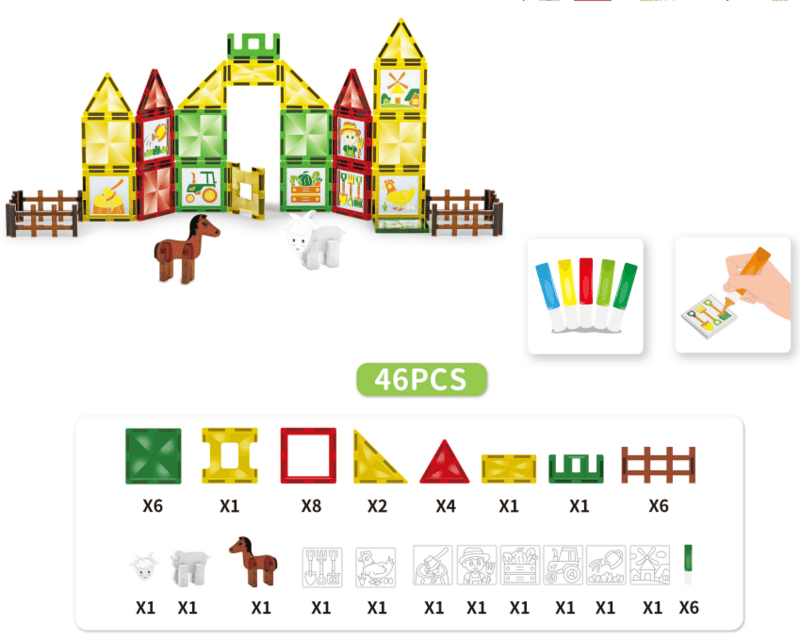 No-gluing Paintable Magnetic Building Tiles - URMYWO