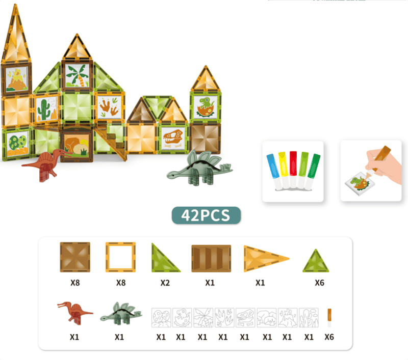 No-gluing Paintable Magnetic Building Tiles - URMYWO