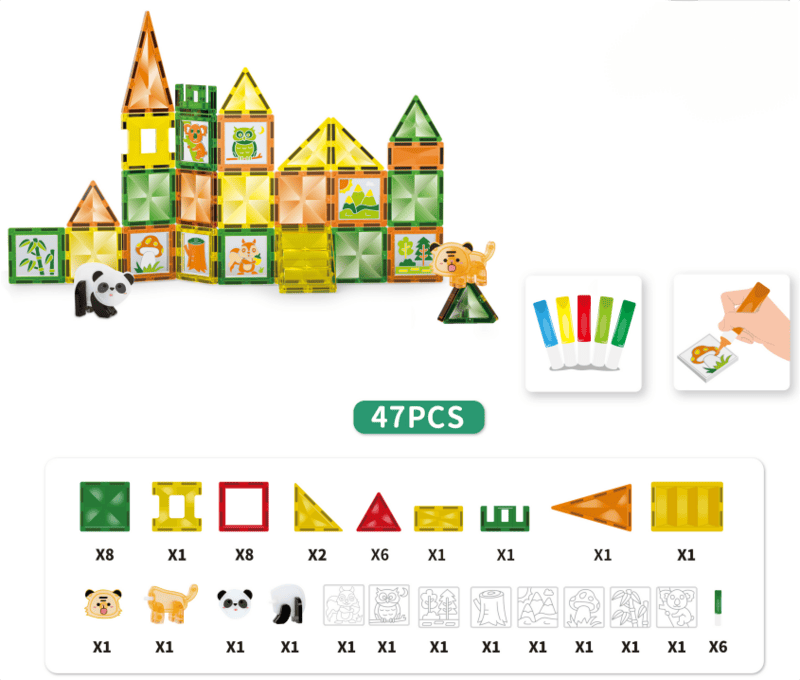 No-gluing Paintable Magnetic Building Tiles - URMYWO